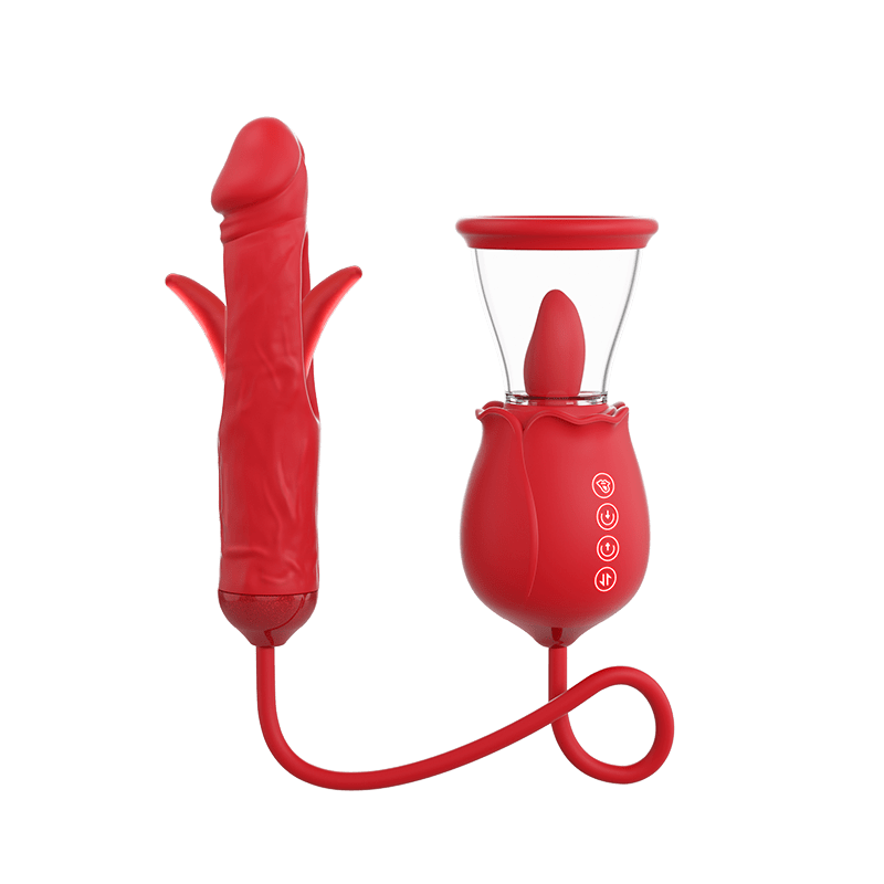 2024 Upgrade Rose Flapping & Realistic G-Spot Dildo and Clitoris Vibrator Plug