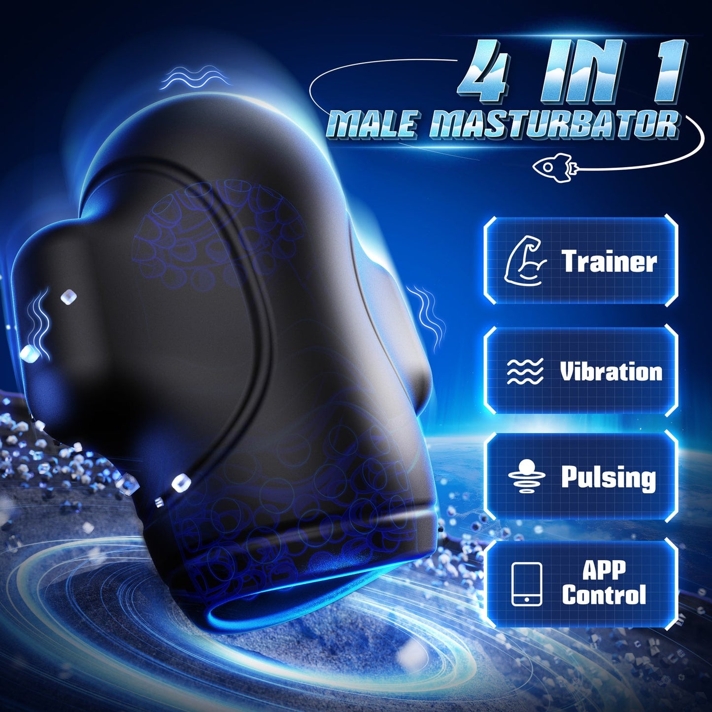 Upgraded App Control 4 in 1 Penis Trainer Vibrating Masturbation Cup