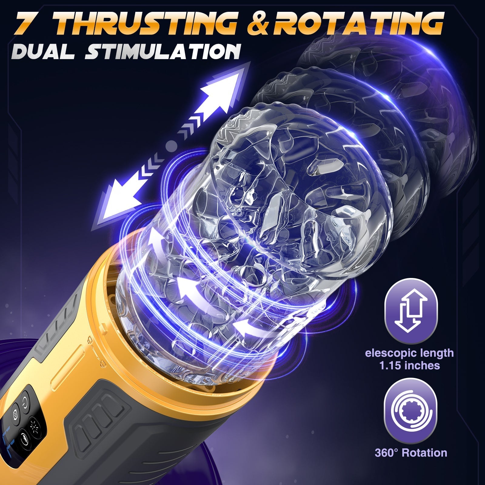 Thrusting and Rotating Vibrating Male Msturbation Toy