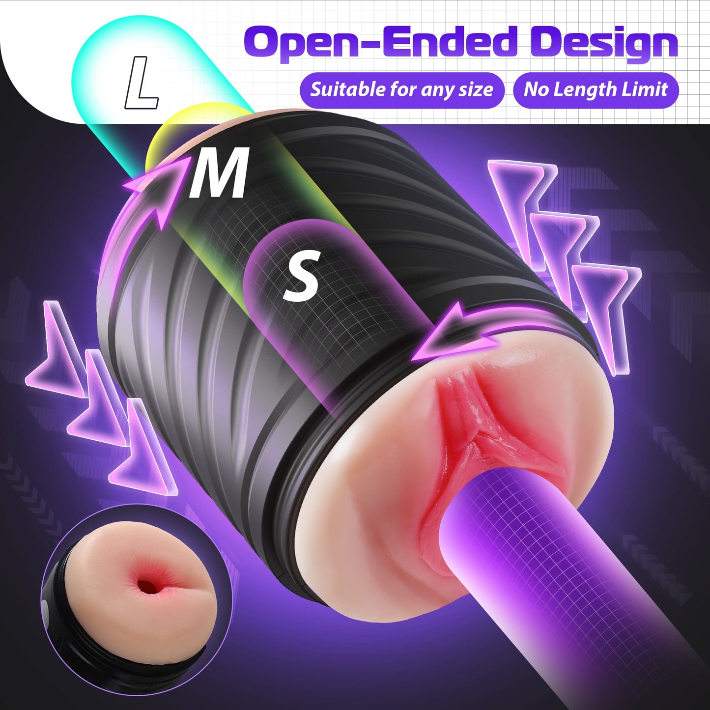 New 2 in 1 vibrating Open-Ended Male masturbation and penis trainer sex Toy