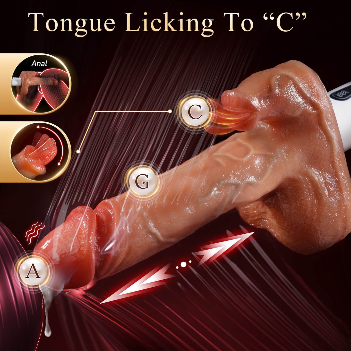 Realistic Thrusting and Vibraing and Licking Sex Dildo with Smart Heating