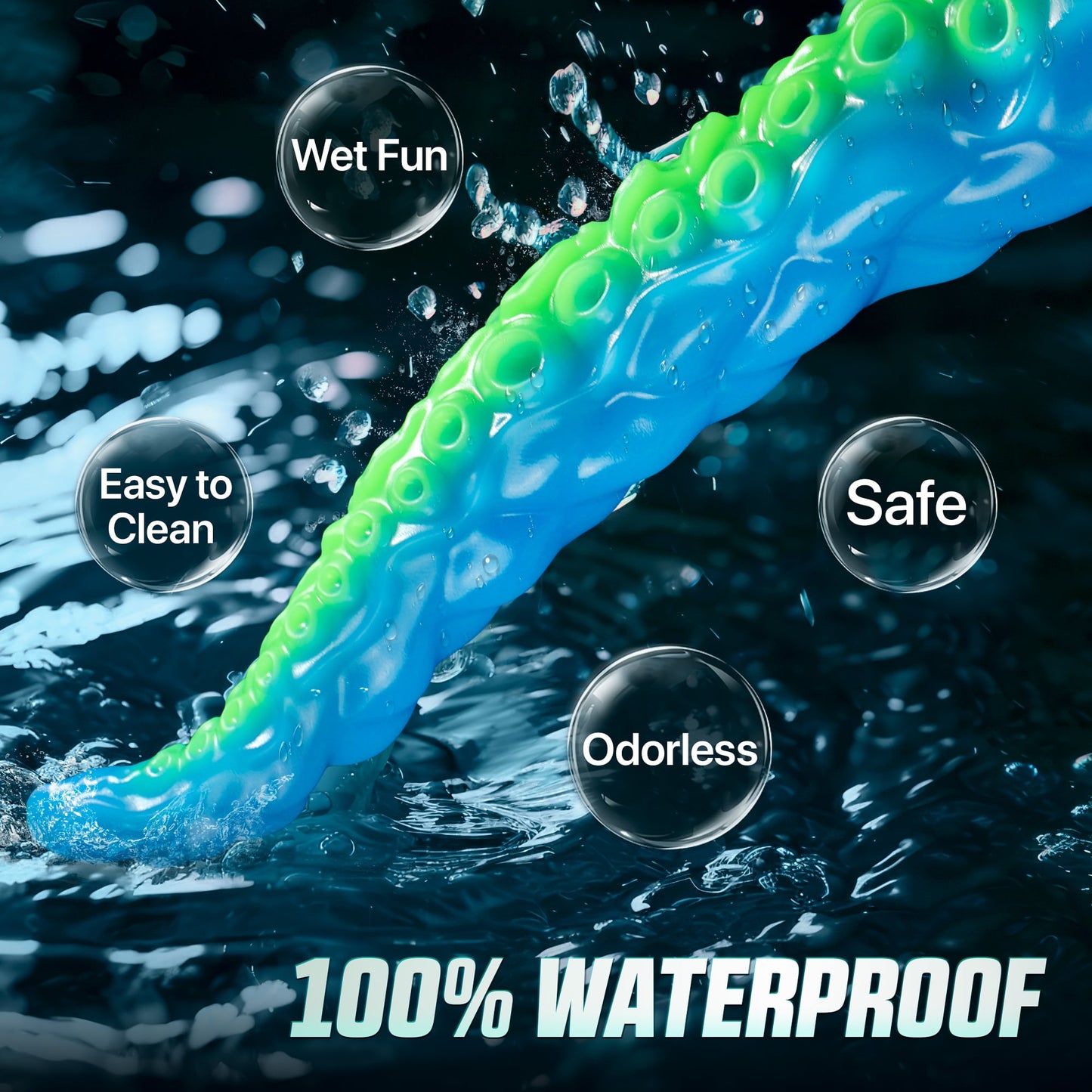 12.9inch Silicone Luminous Tentagle Multiple Stimualtion Dildo with Suction Cup