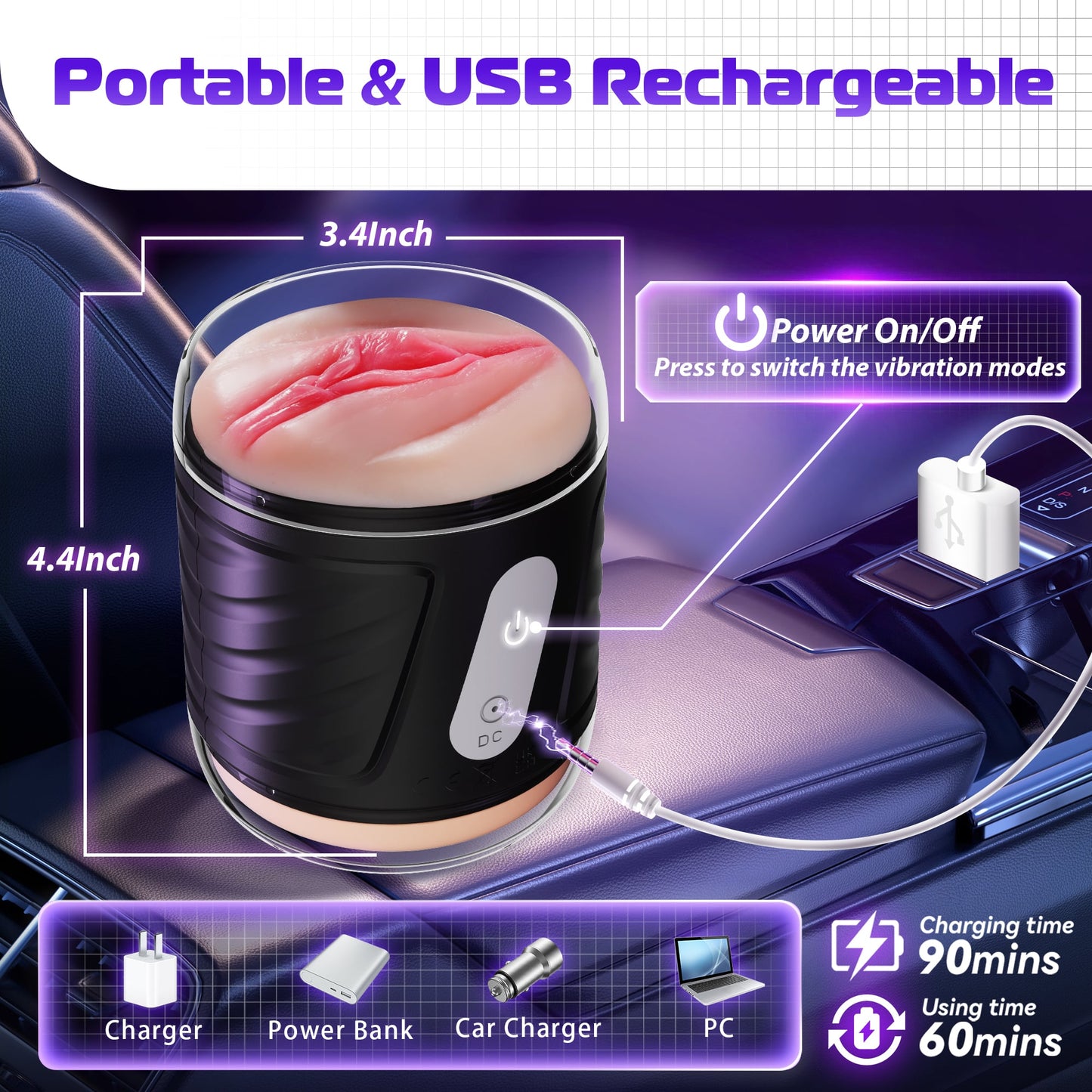 New 2 in 1 vibrating Open-Ended Male masturbation and penis trainer sex Toy