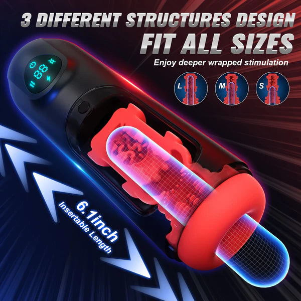 8 Vibrating and Thrusting Modes Male Masturbators with LCD Display