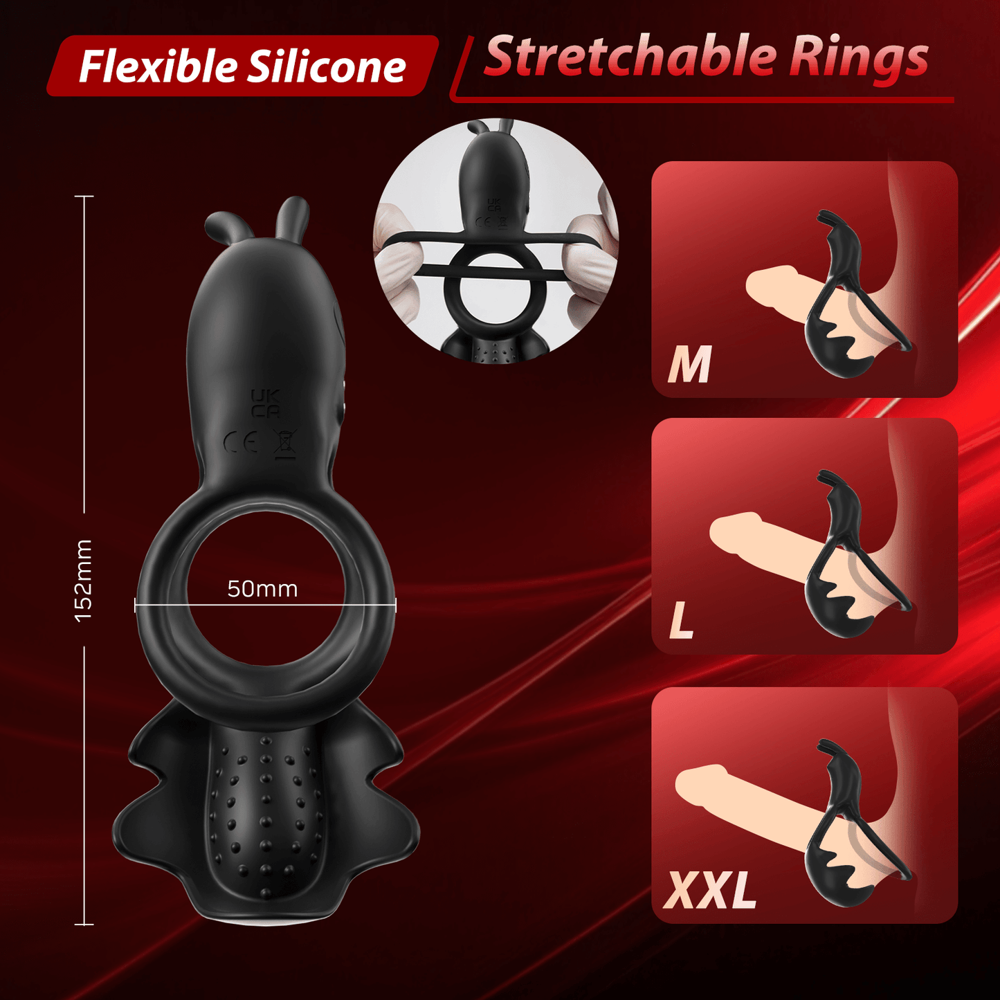 RABBITEARS 3 in 1 Multi Stimulation Cock Ring with Rabbit Ear