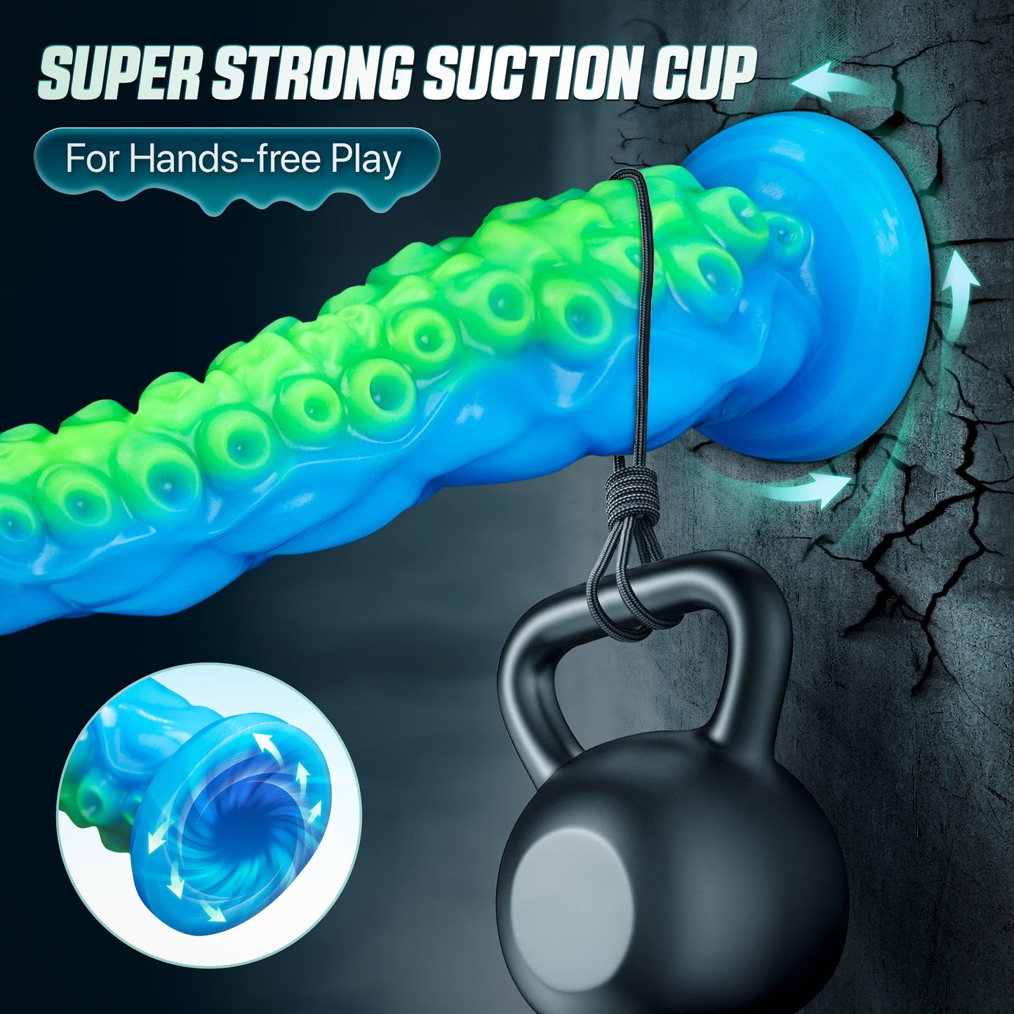 12.9inch Silicone Luminous Tentagle Multiple Stimualtion Dildo with Suction Cup