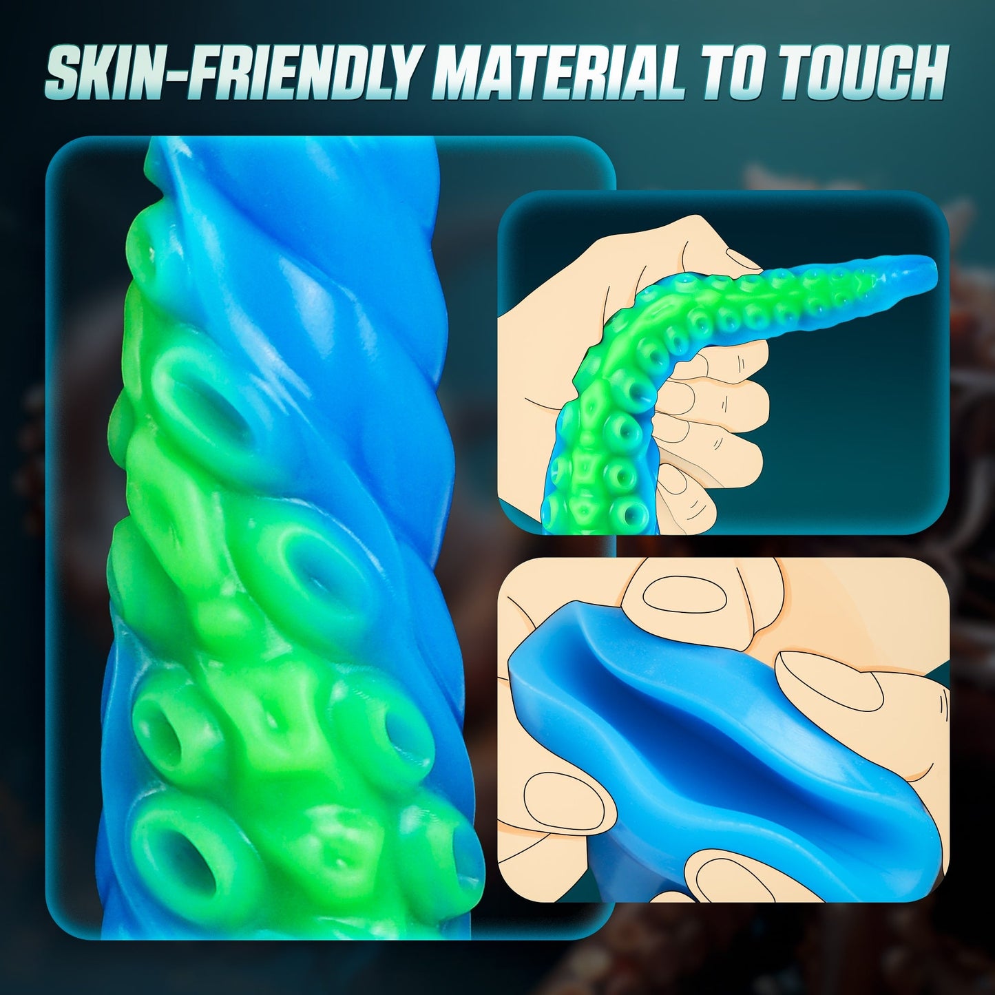 12.9inch Silicone Luminous Tentagle Multiple Stimualtion Dildo with Suction Cup