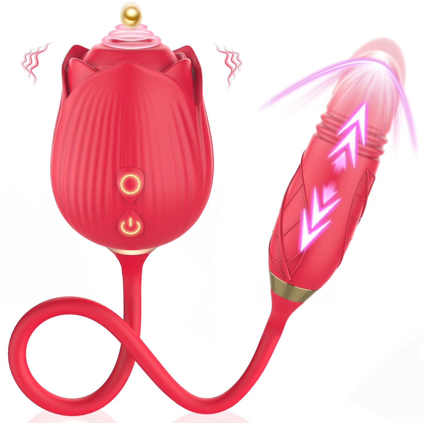 3 in 1 Rose Sex Stimulator for woman with 10 Tapping Modes