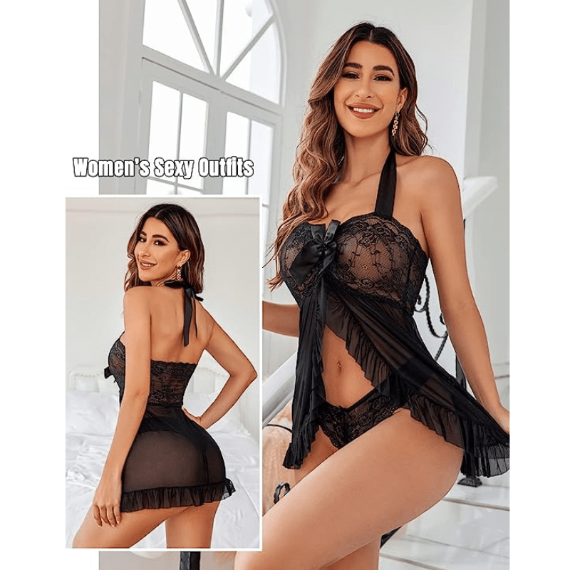 Sexy Lace Pajamas Seductive Cami Split Dress Nightwear