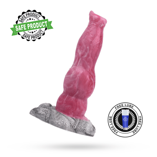 8.85in Fantasy Dog Knot Silicone Dildo Hands-free Playin