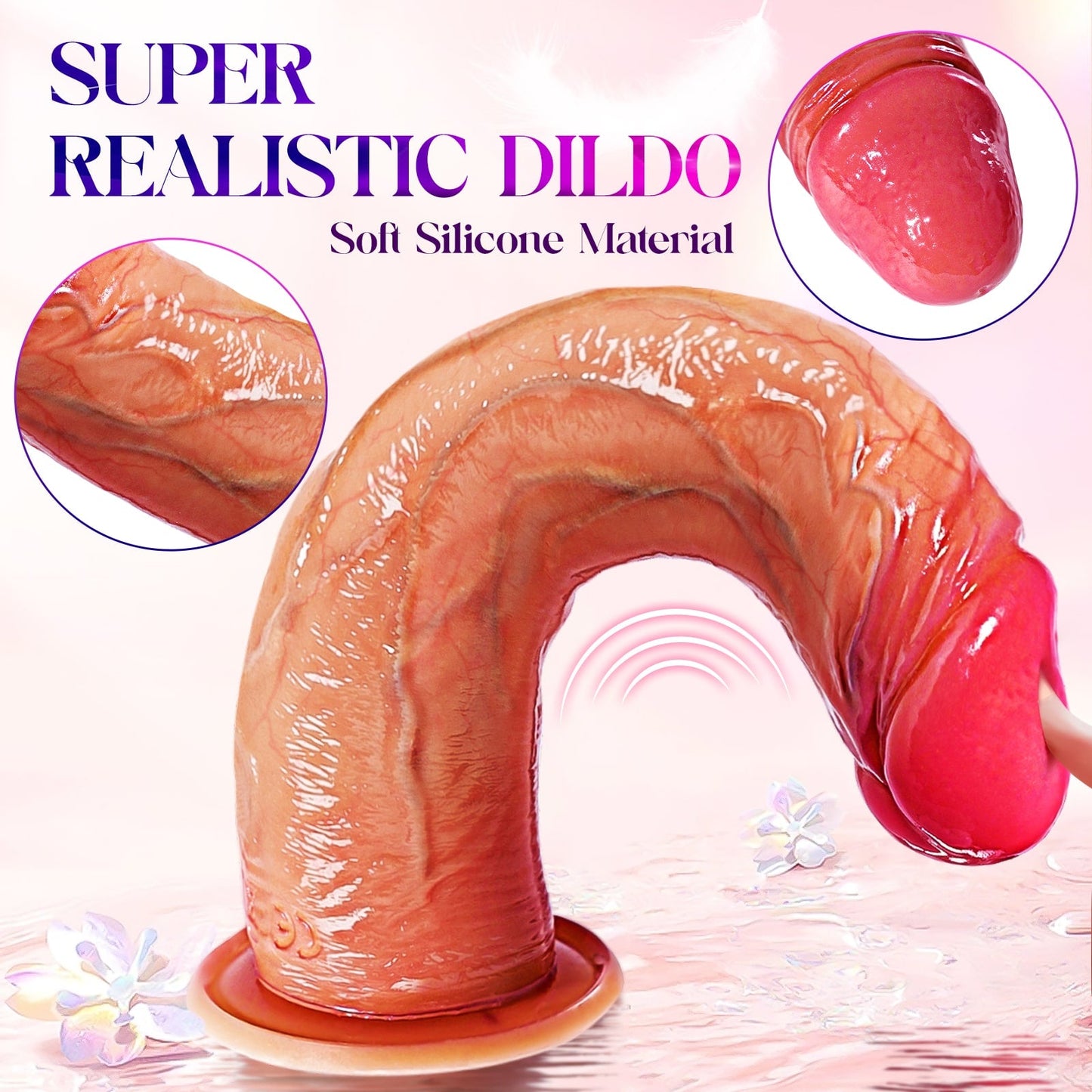 8.27in Realistic Glowing Dildo Vibrator with 4 Light Modes