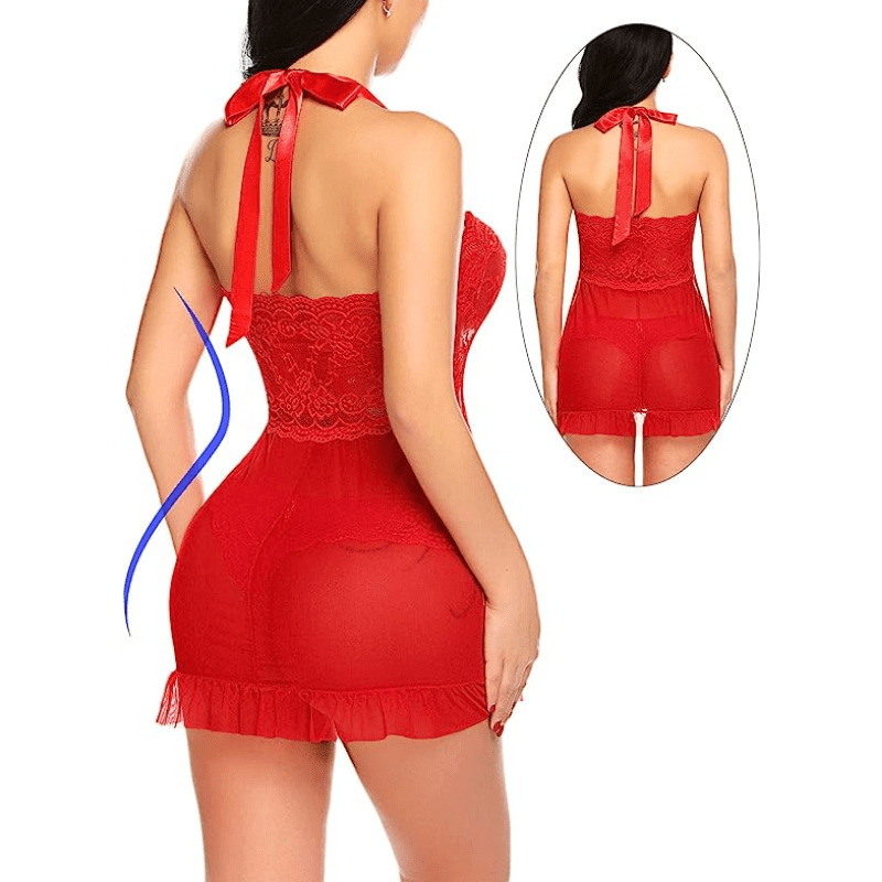 Sexy Lace Pajamas Seductive Cami Split Dress Nightwear