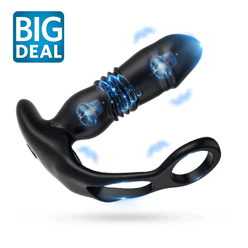 Dual Cock Ring Powerful Thrusting & Vibration Butt Plug