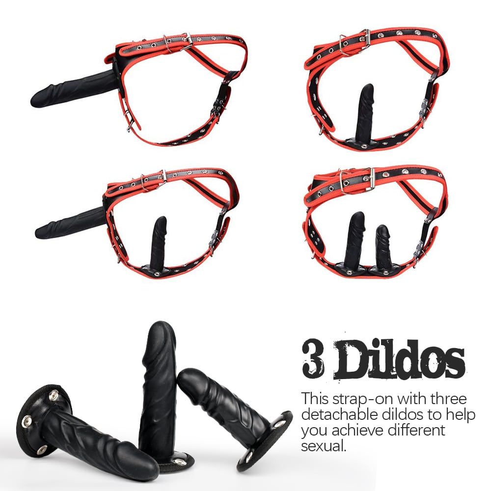 3 Removeable Silicone Double Sided Strapon Dildo with Harness Belt SM