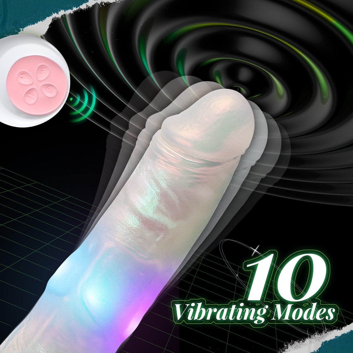 8.27in Realistic Glowing Dildo Vibrator with 4 Light Modes