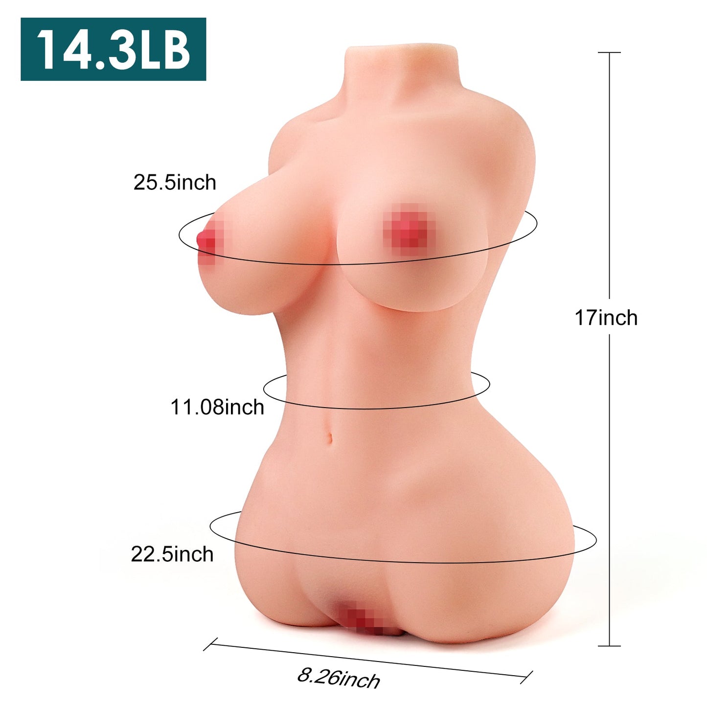 Eve: 14.3lb Sohimi TPR Torso Sex Doll  Half Body Two Tunnel Sex Doll