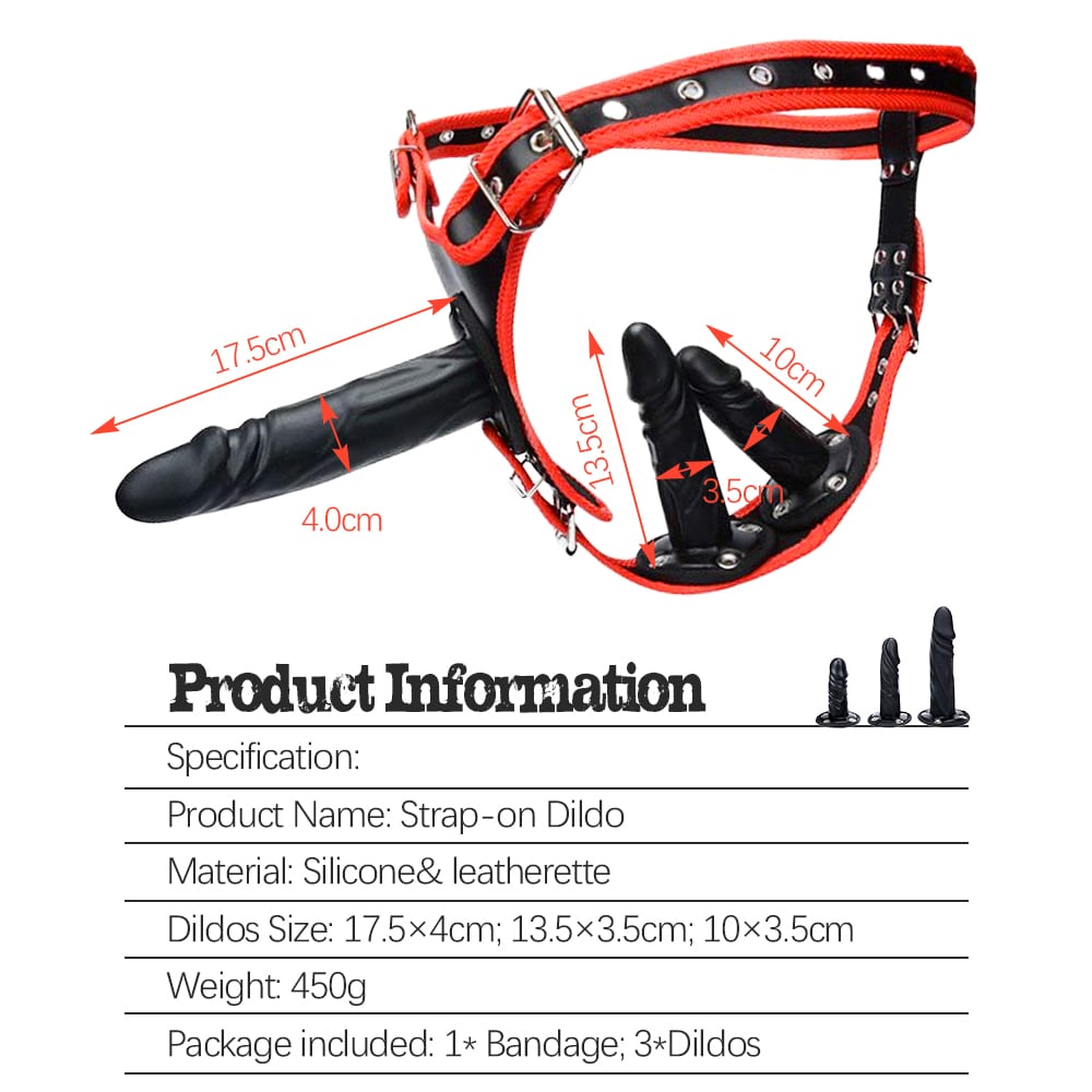 3 Removeable Silicone Double Sided Strapon Dildo with Harness Belt SM