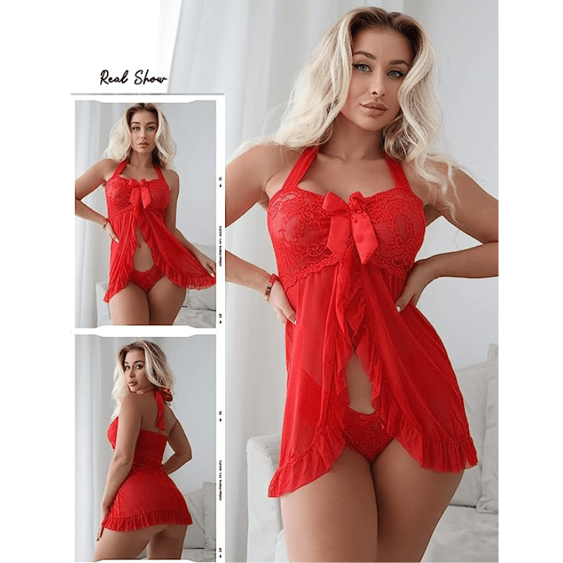 Sexy Lace Pajamas Seductive Cami Split Dress Nightwear