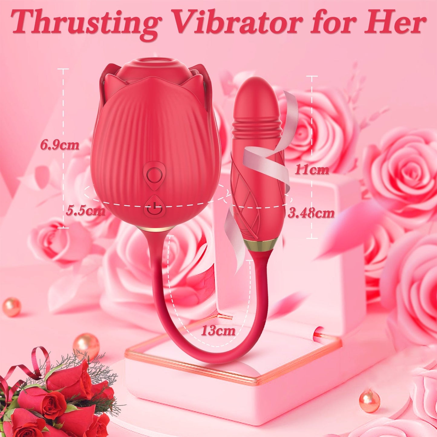 3 in 1 Rose Sex Stimulator for woman with 10 Tapping Modes