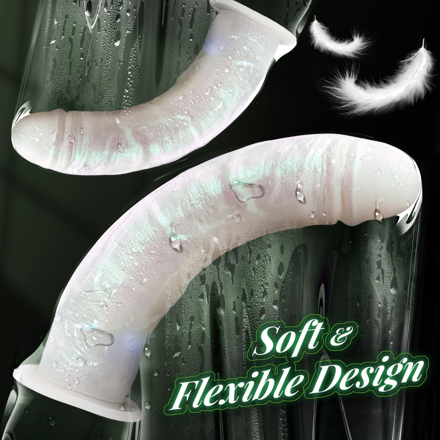 8.27in Realistic Glowing Dildo Vibrator with 4 Light Modes