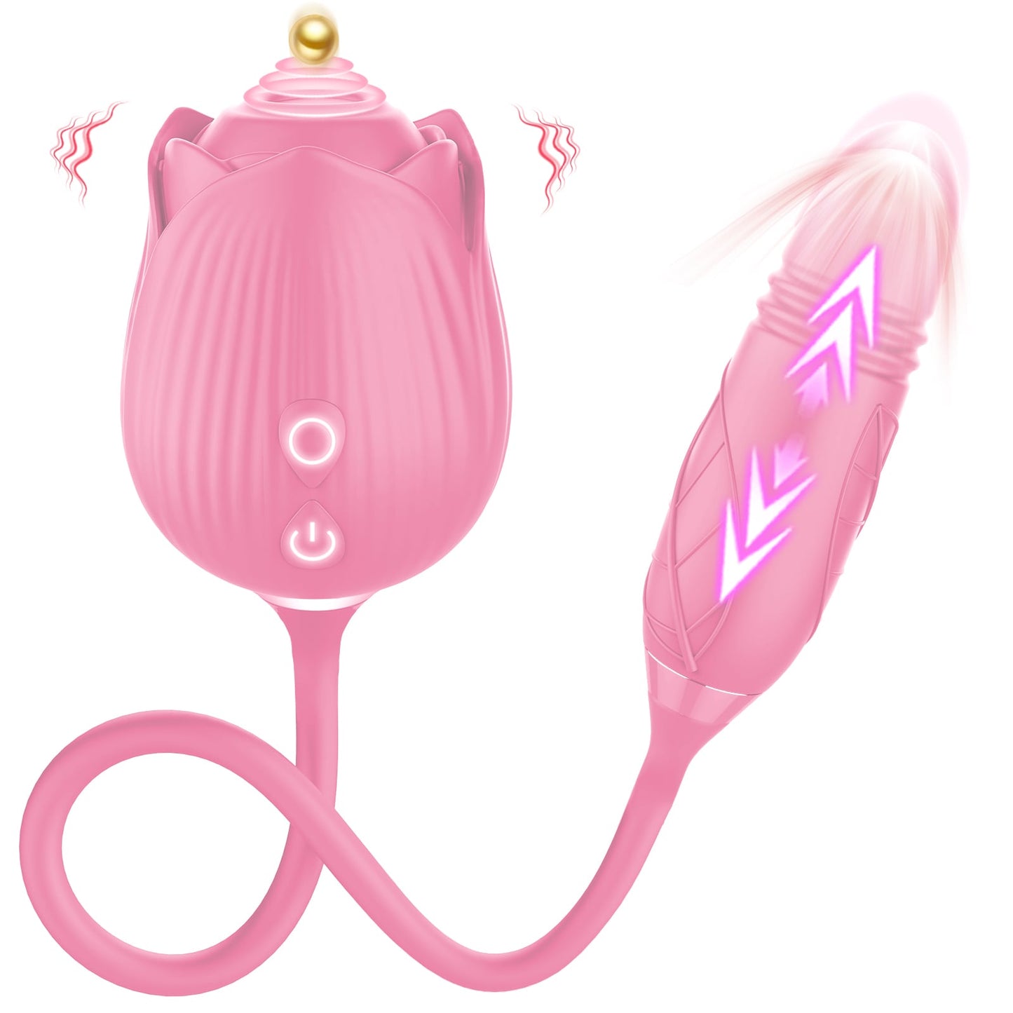 3 in 1 Rose Sex Stimulator for woman with 10 Tapping Modes