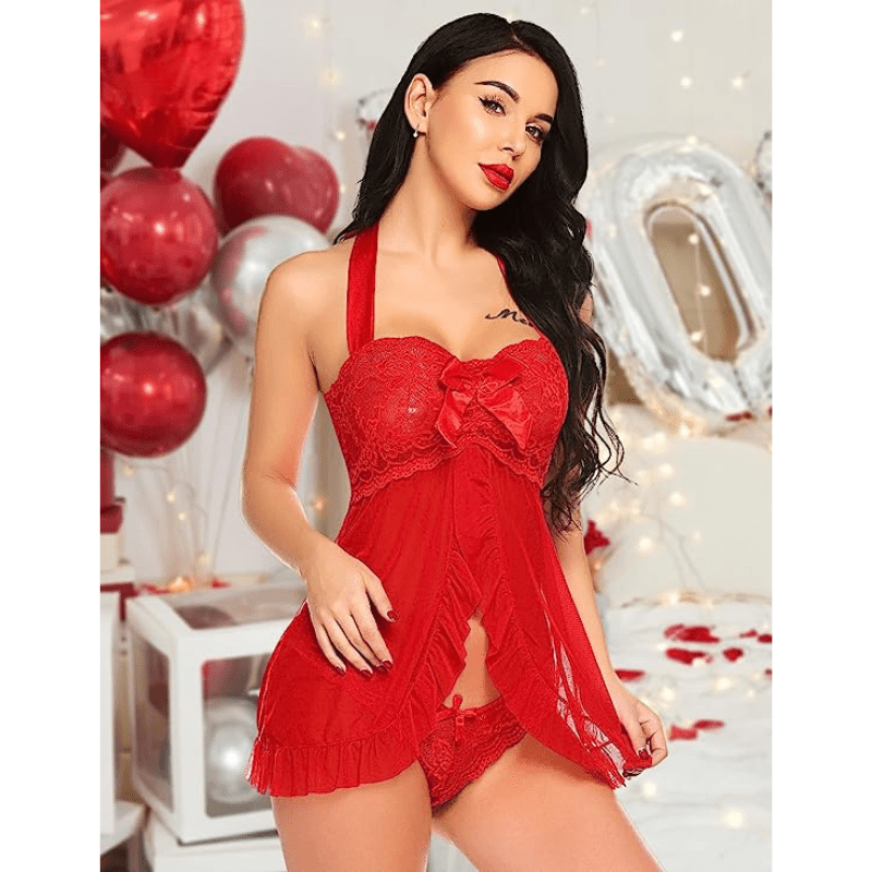 Sexy Lace Pajamas Seductive Cami Split Dress Nightwear