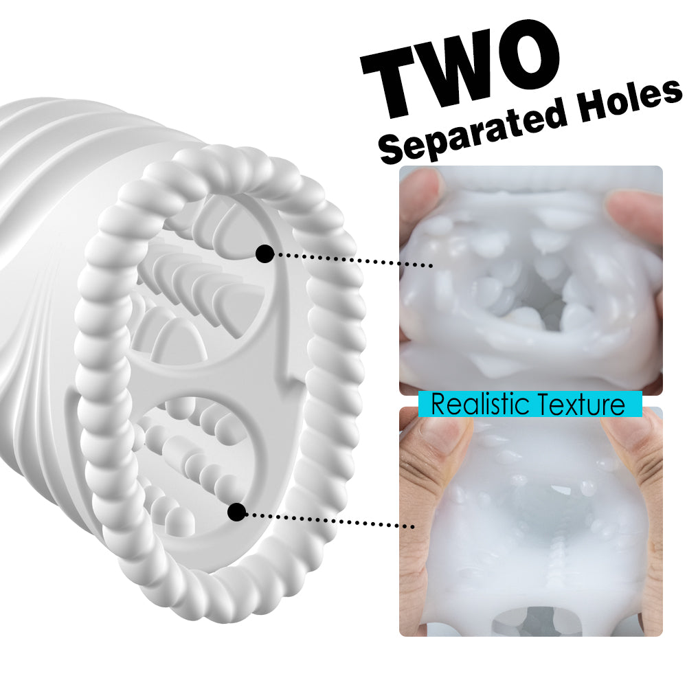 2 Tunnel Holes Silicone VIbration Penis Trainer