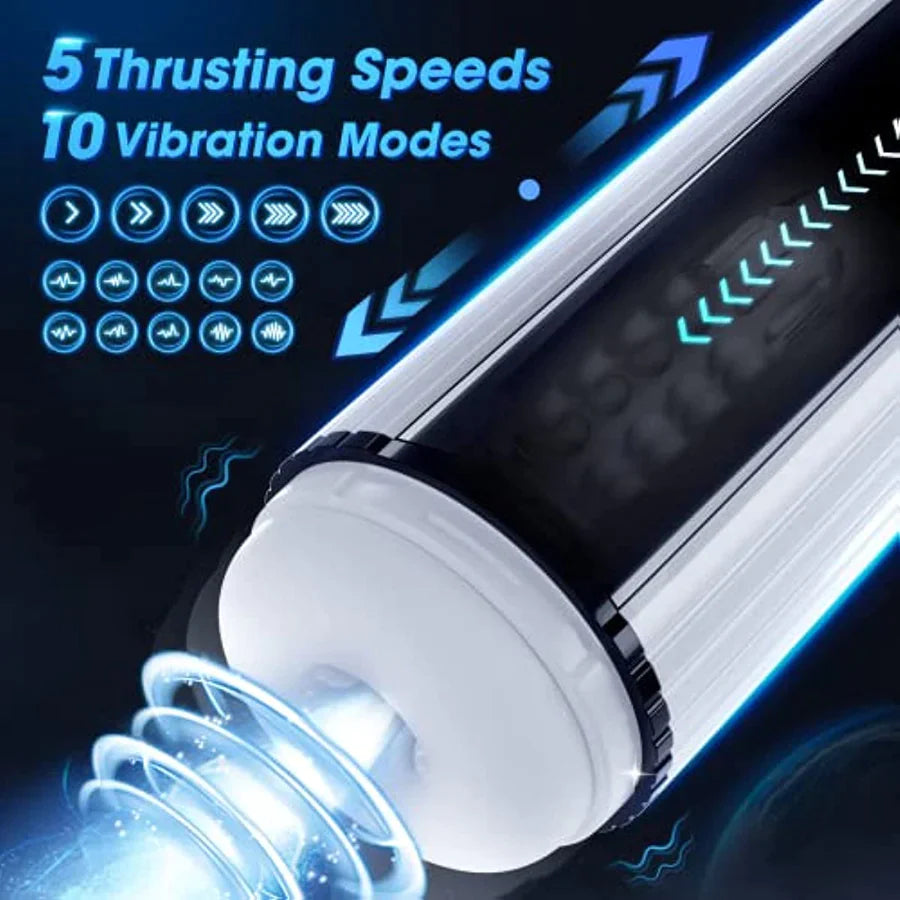 5 Thrusting & 10 Vibrating Modes Masturbator with Bullet Vibrator