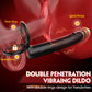 LaBiKe 3 in 1 Double Penetration Couples Vibrating Dildo Toy with Rings