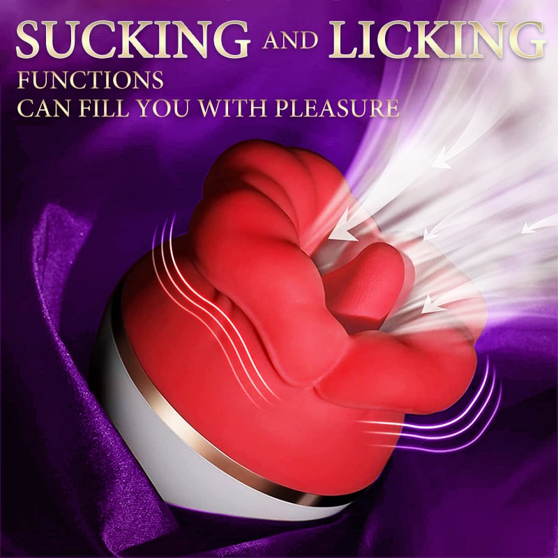 Woman 3 in 1 Sucking and Tongue Licking Clitoral Vibrator Toy