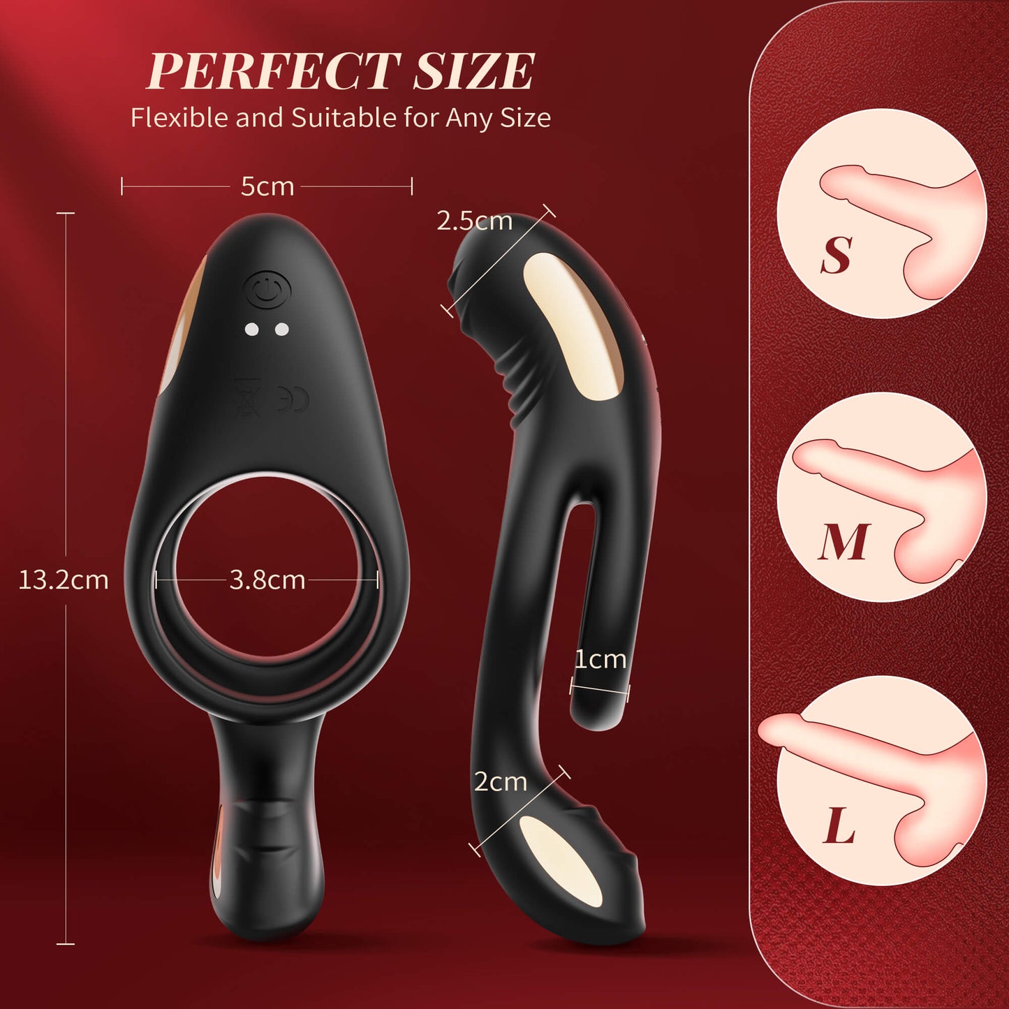 3 in 1 Multi Stimulation Vibration Penis Ring with Double Rings