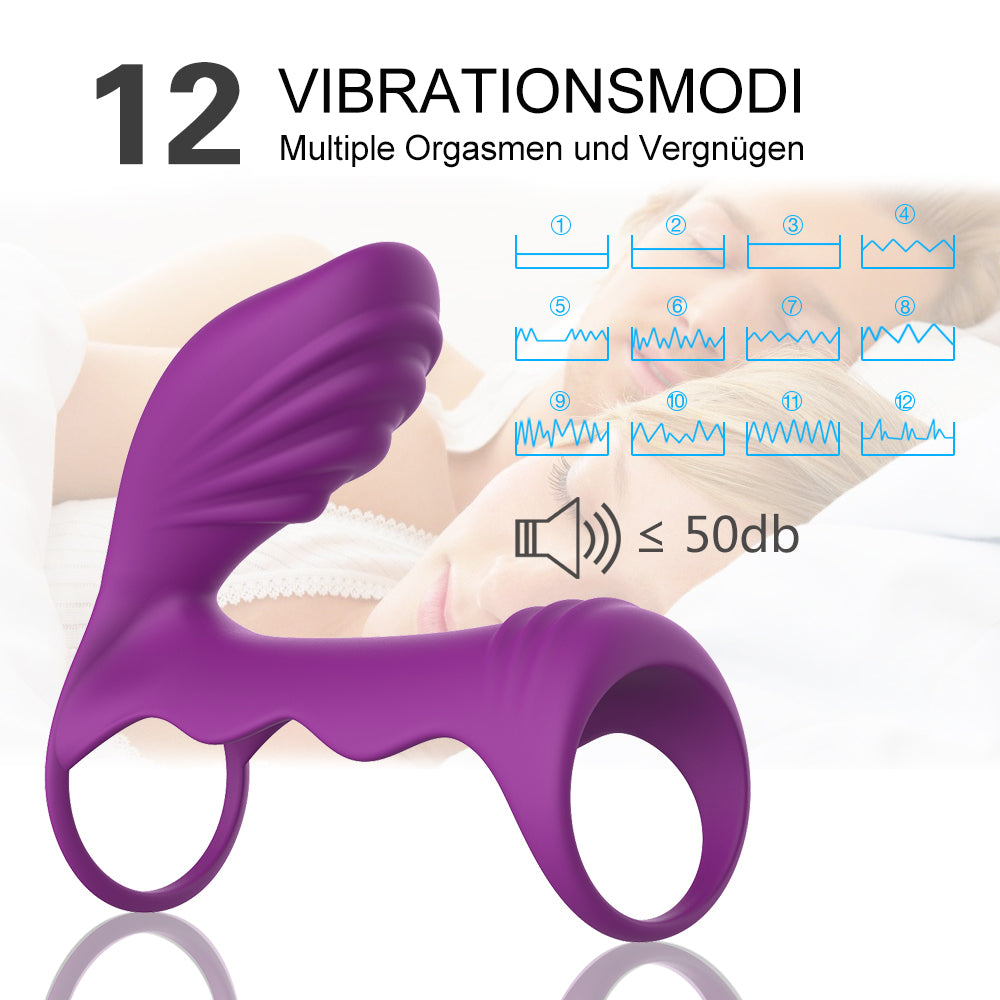 12 Vibration Modes Vibrating Penis Ring-Purple