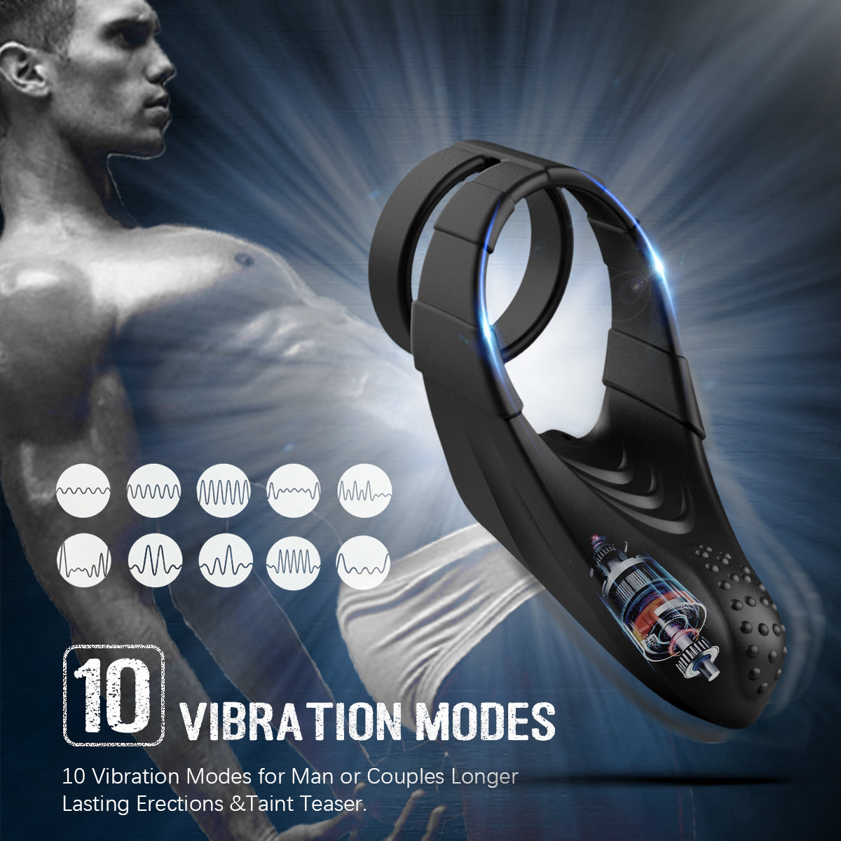 10 Vibration Modes Dual Penis Ring