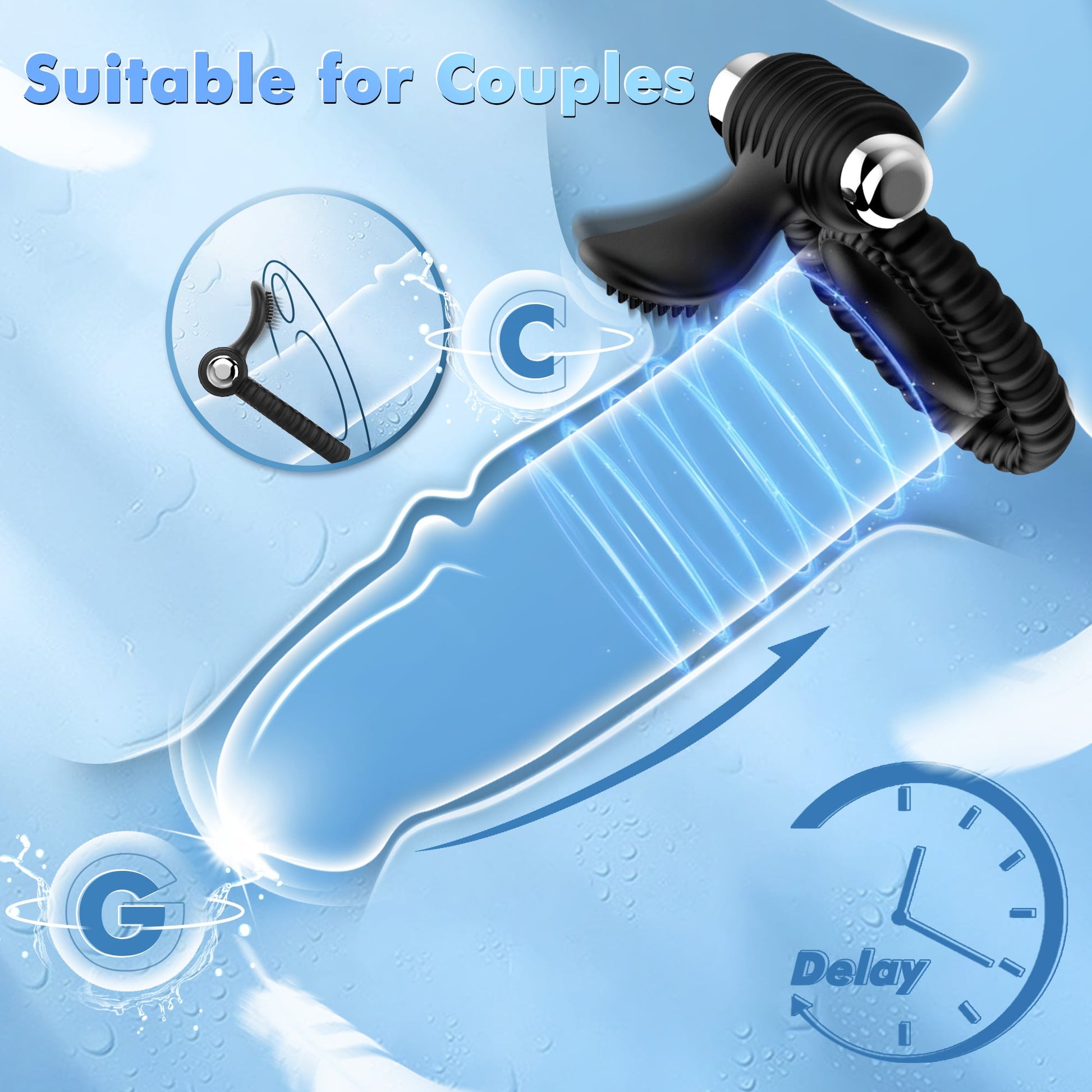 3 in 1 Male Penis Ring Vibrators for Erection Enhancing