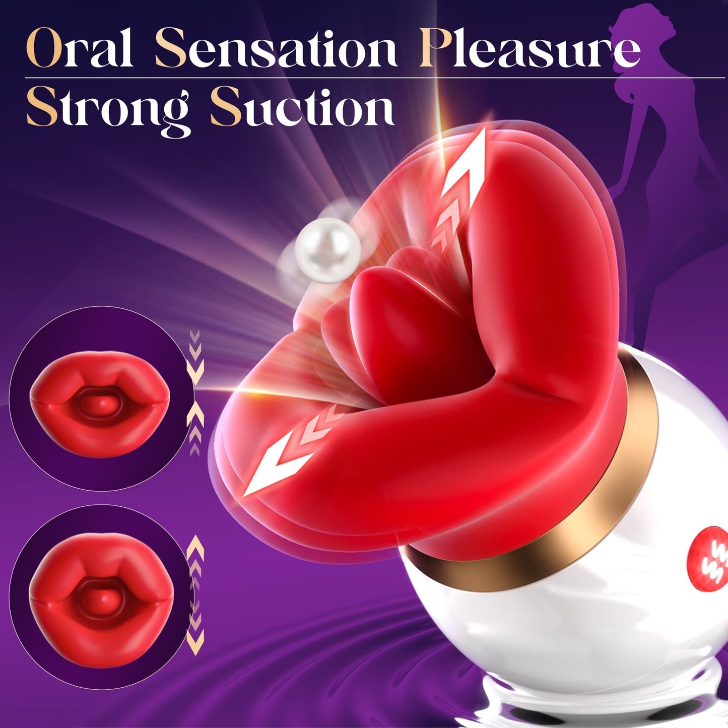 Rose Women Tongue Licking & Suction Clitoral Stimulator Sex Toys