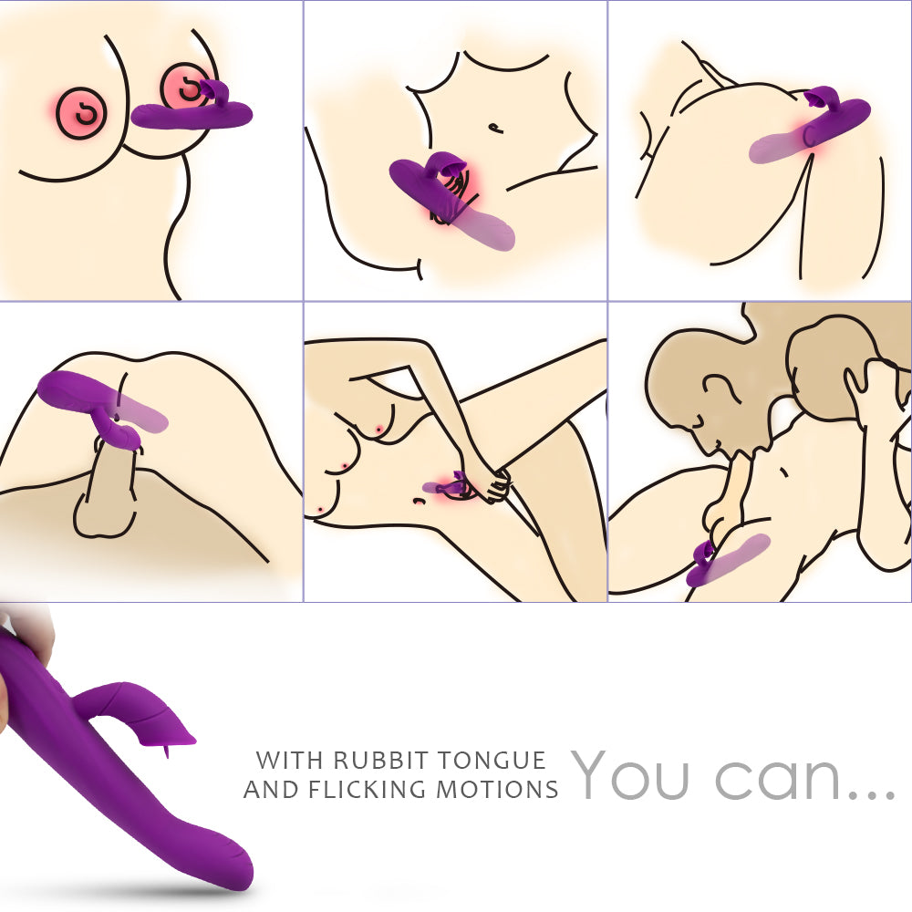 Quiet Dual Motor  Tongue Vibrator with10 Vibration 5 Flicking Modes