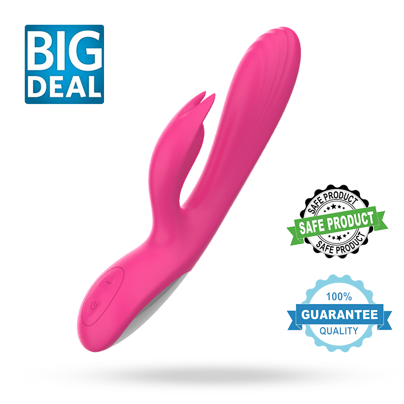 Double Fun Realistic Rabbit Silicone Sex Toy for Woman