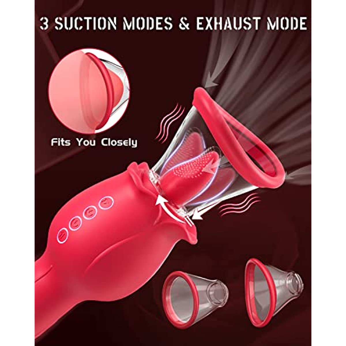 Rose Sucking & Thrusting Clitoral Stimulator with 2 Cups