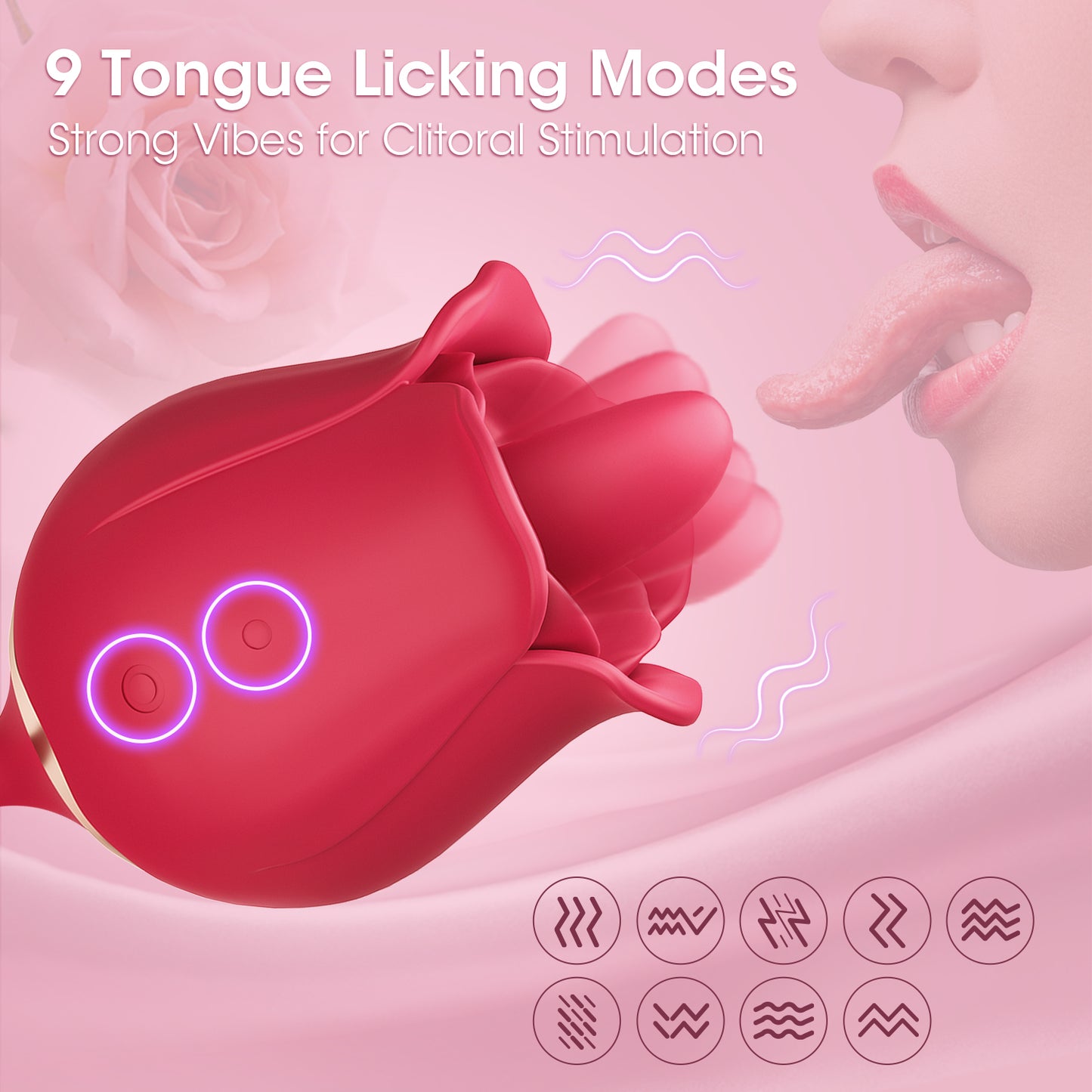 3 in 1 Clitoral Stimulator Rose Tongue