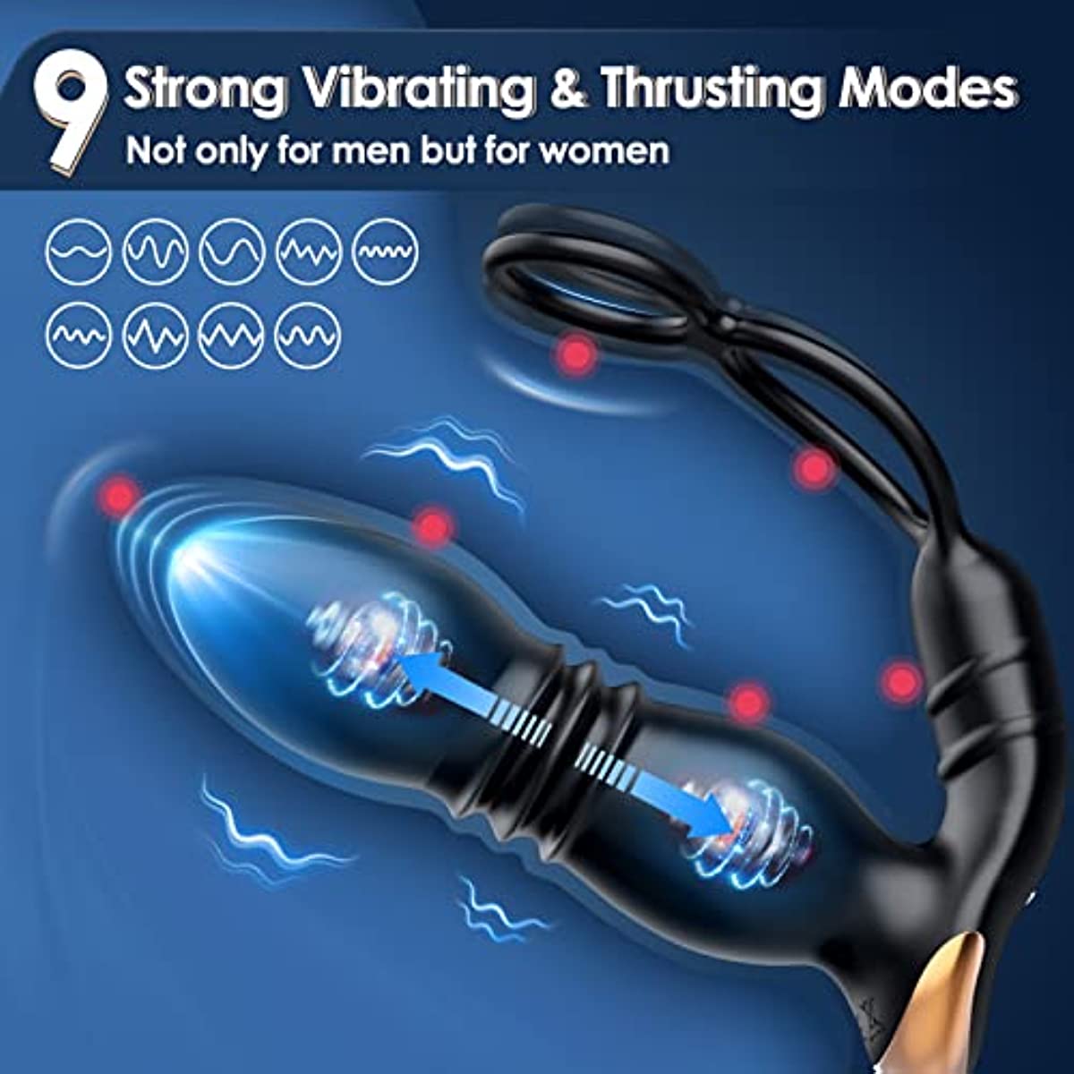 Multifunctional Thrusting Butt Plug with Penis Ring