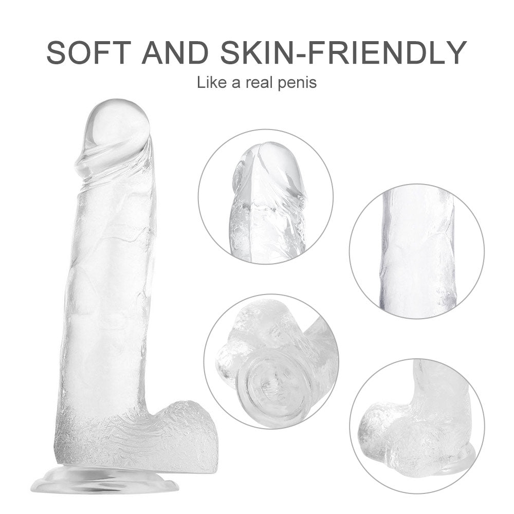 7in Realistic Transparent Strong Suction Cup Flexible Dildo