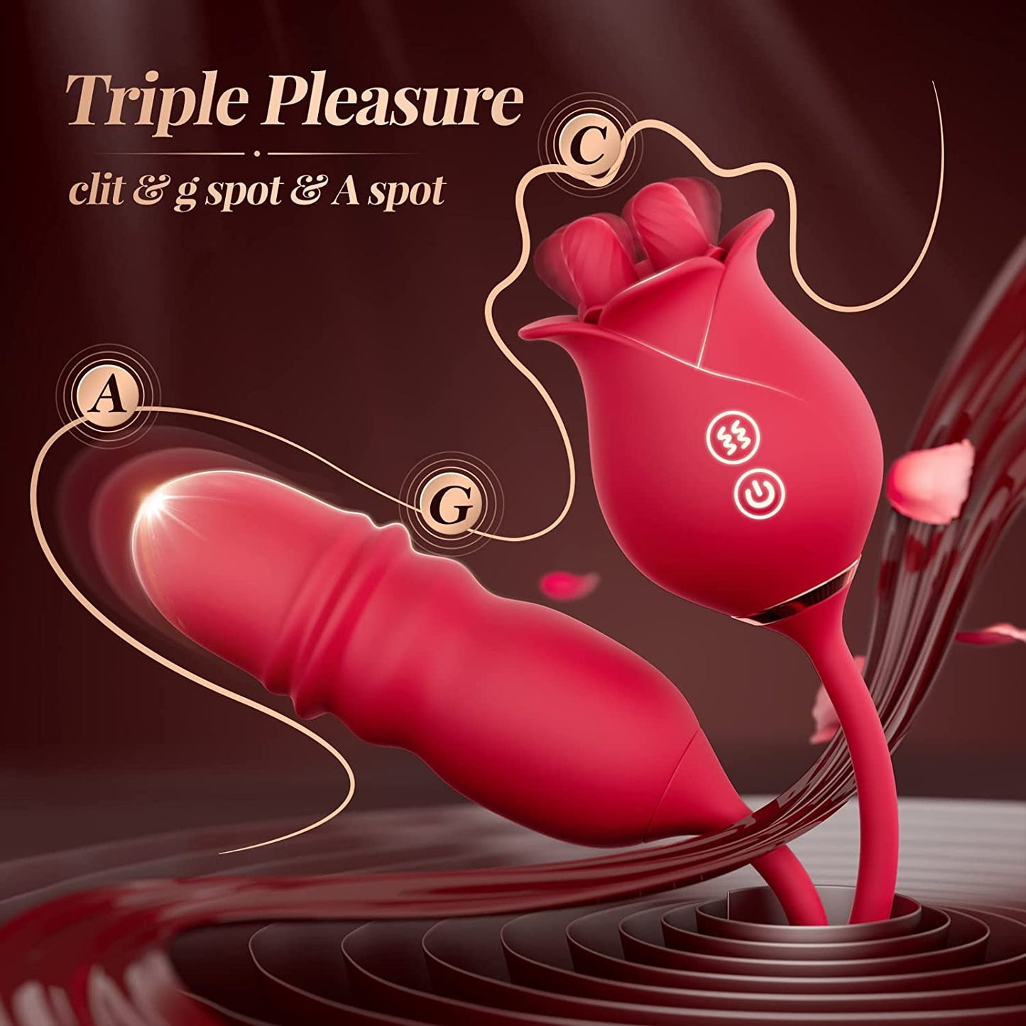 Tongue Licking Stimulation Insertable Rose Toy